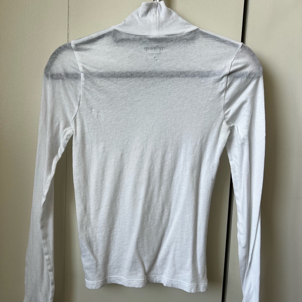 J. Crew White Tissue Crepe Long Sleeve Turtleneck - Picture 2 of 2